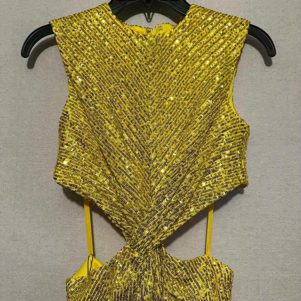NWT Ieena for Mac Duggal Sequin Front Twist Cut Out Sheath Dress - size 0 - Picture 6 of 7